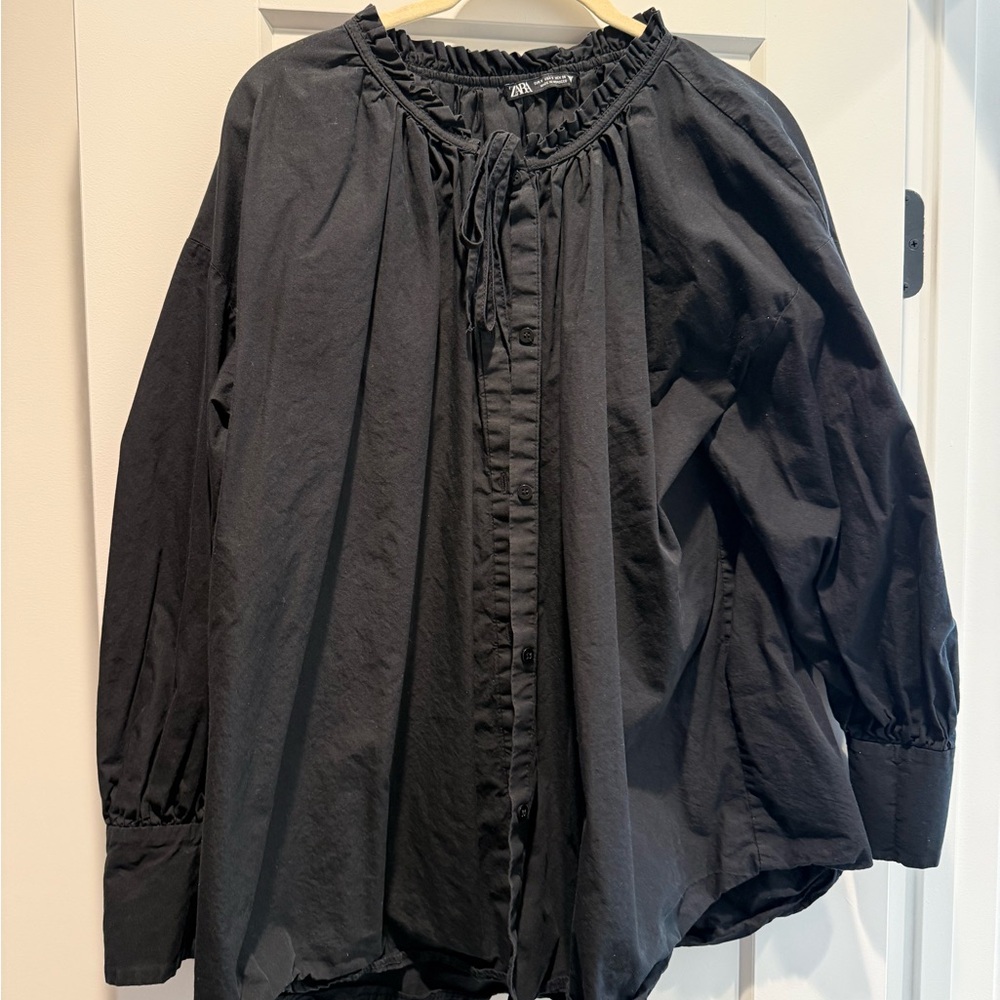 Zara Black Ruffled Blouse